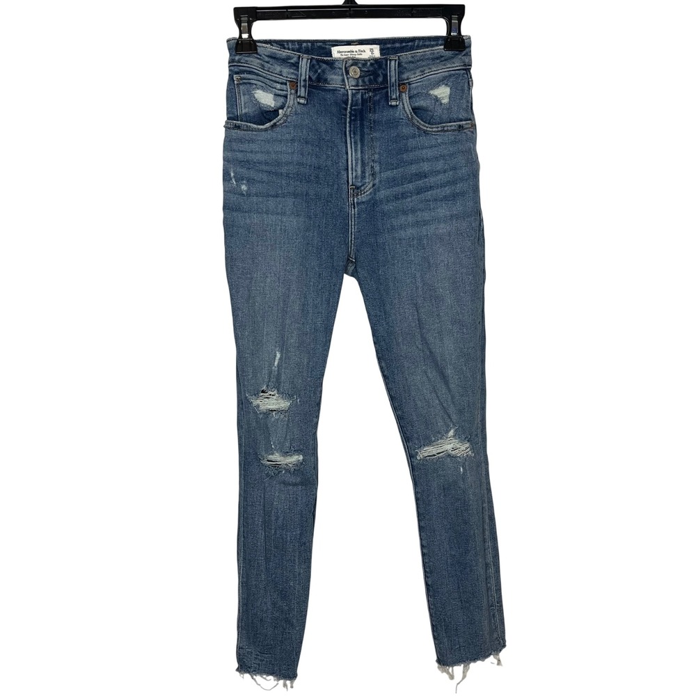 Abercrombie Fitch The Super Skinny Ankle High‎ Rise Distressed Jeans Size 25